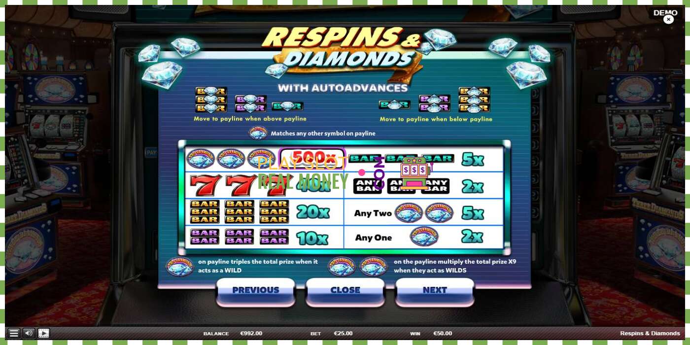 Слот Respins Diamonds на реальные деньги, картинка - 5