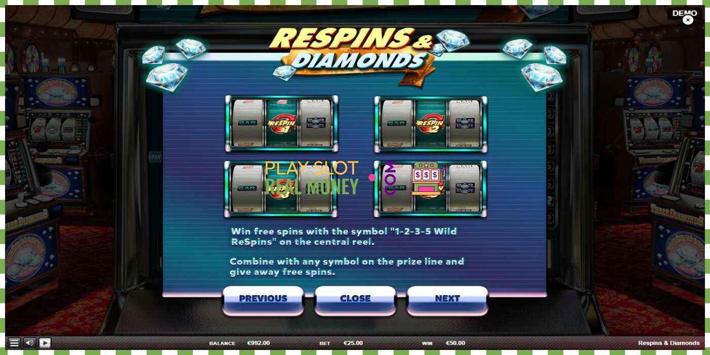 Слот Respins Diamonds на реальные деньги, картинка - 6