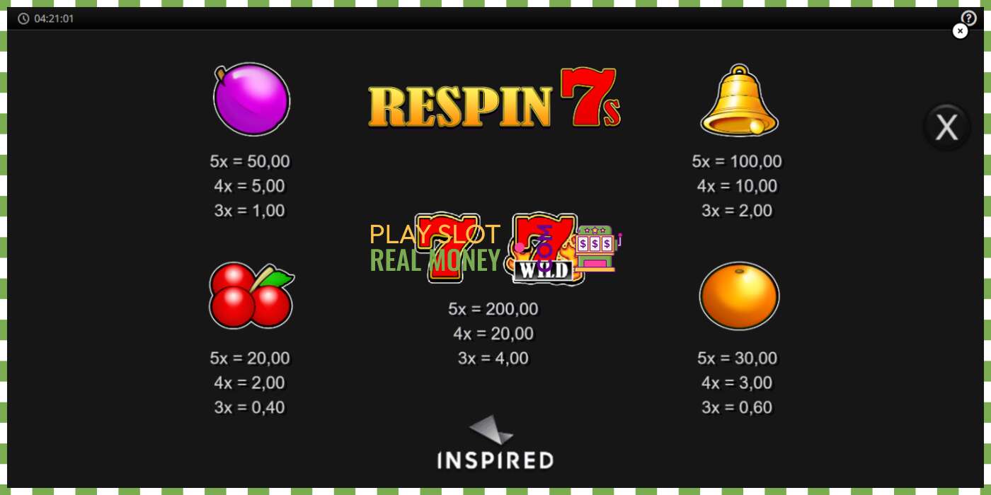 Slot Respin 7s чыныгы акча үчүн, сүрөт - 6