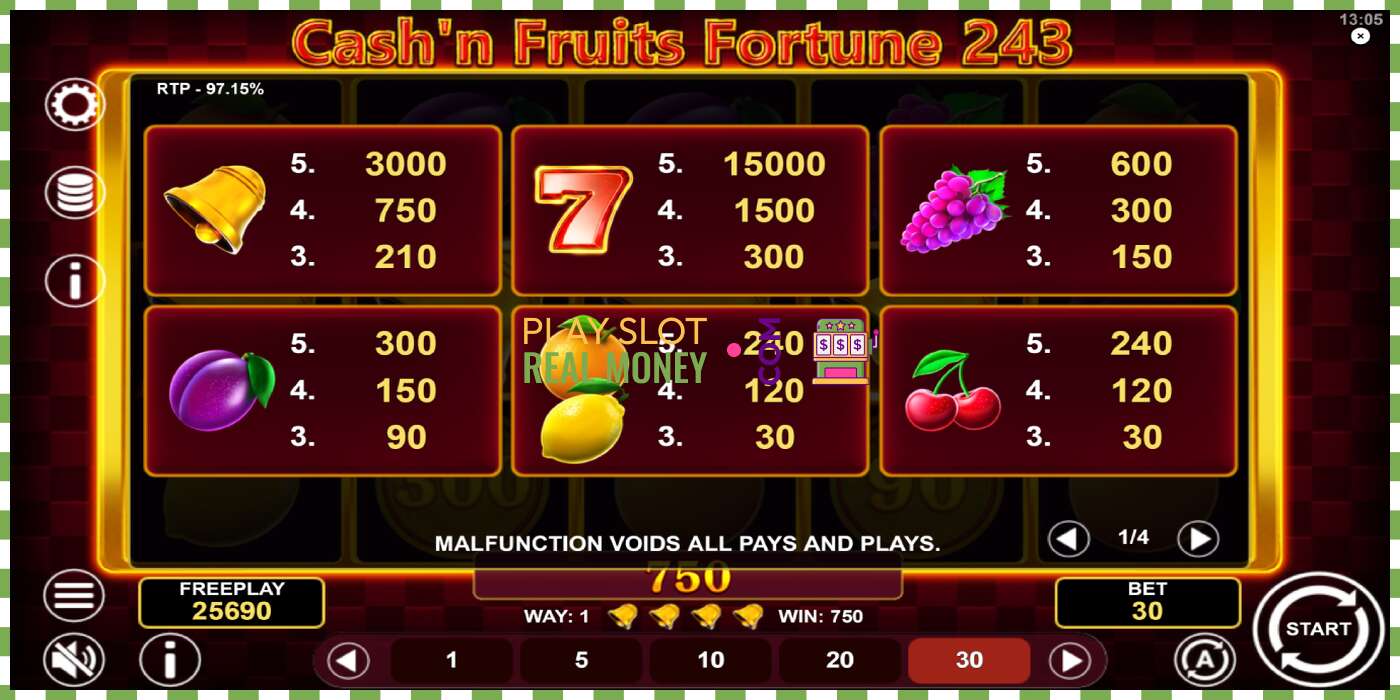 Слот Cashn Fruits Fortune 243 на реальные деньги, картинка - 6